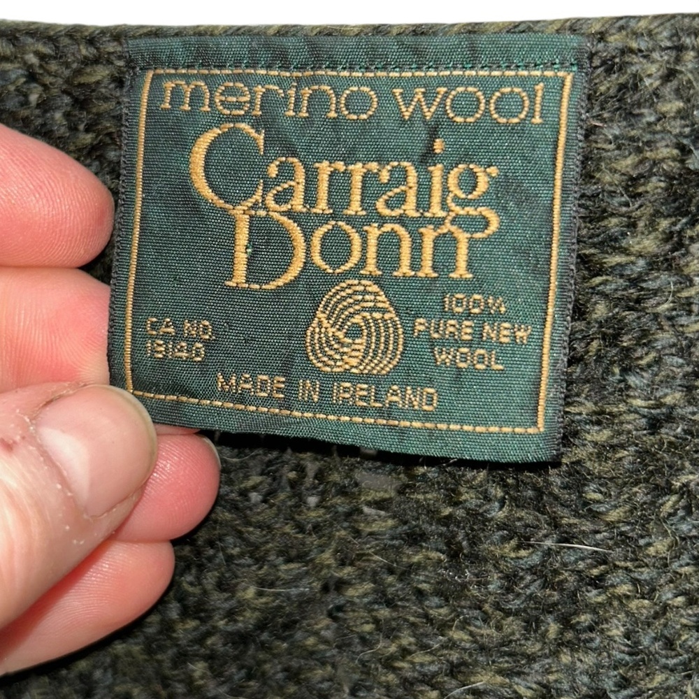 Carraig Donn Ireland Forest Green Aran Cable knit cardigan sweater M SOFT wool - Picture 2 of 5